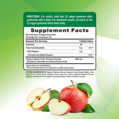 Nature's Truth Apple Cider Vinegar Gummies label highlights organic quality.