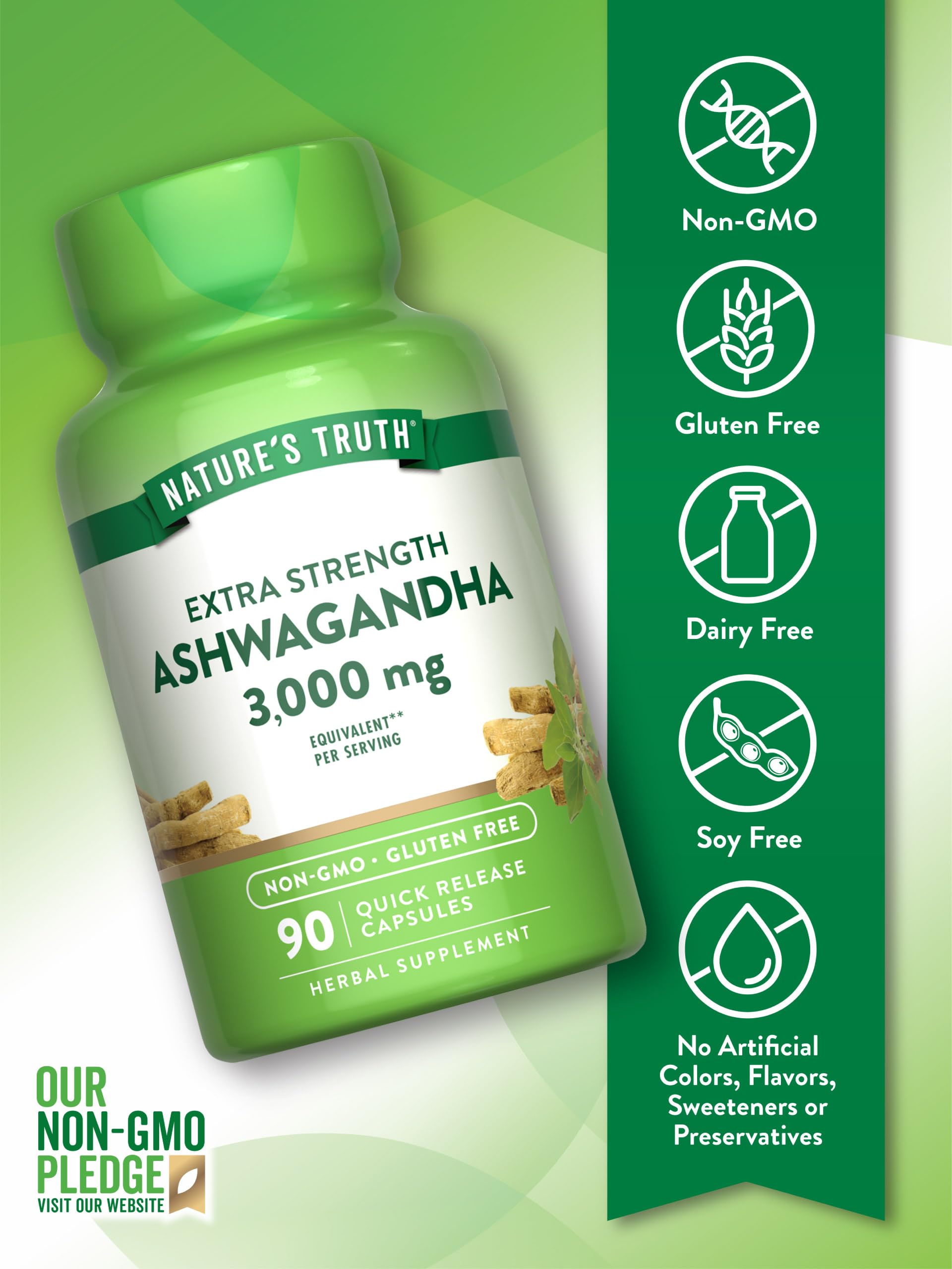 Nature's Truth Ashwagandha bottle on desk implies a convenient daily ritual.