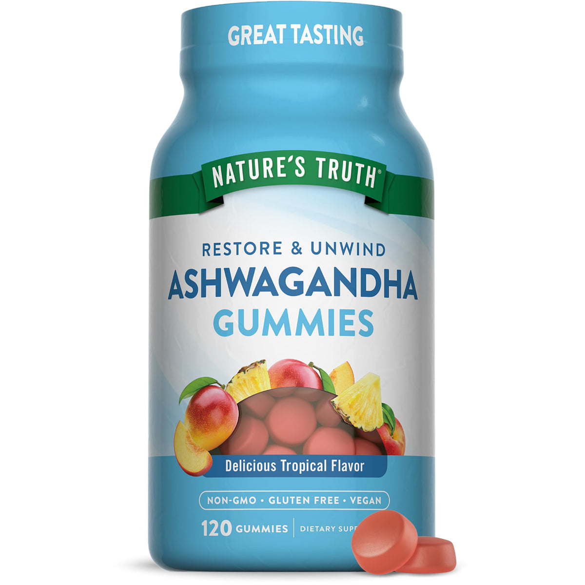 Nature’s Truth Ashwagandha Gummies tropical bottle for easy daily support