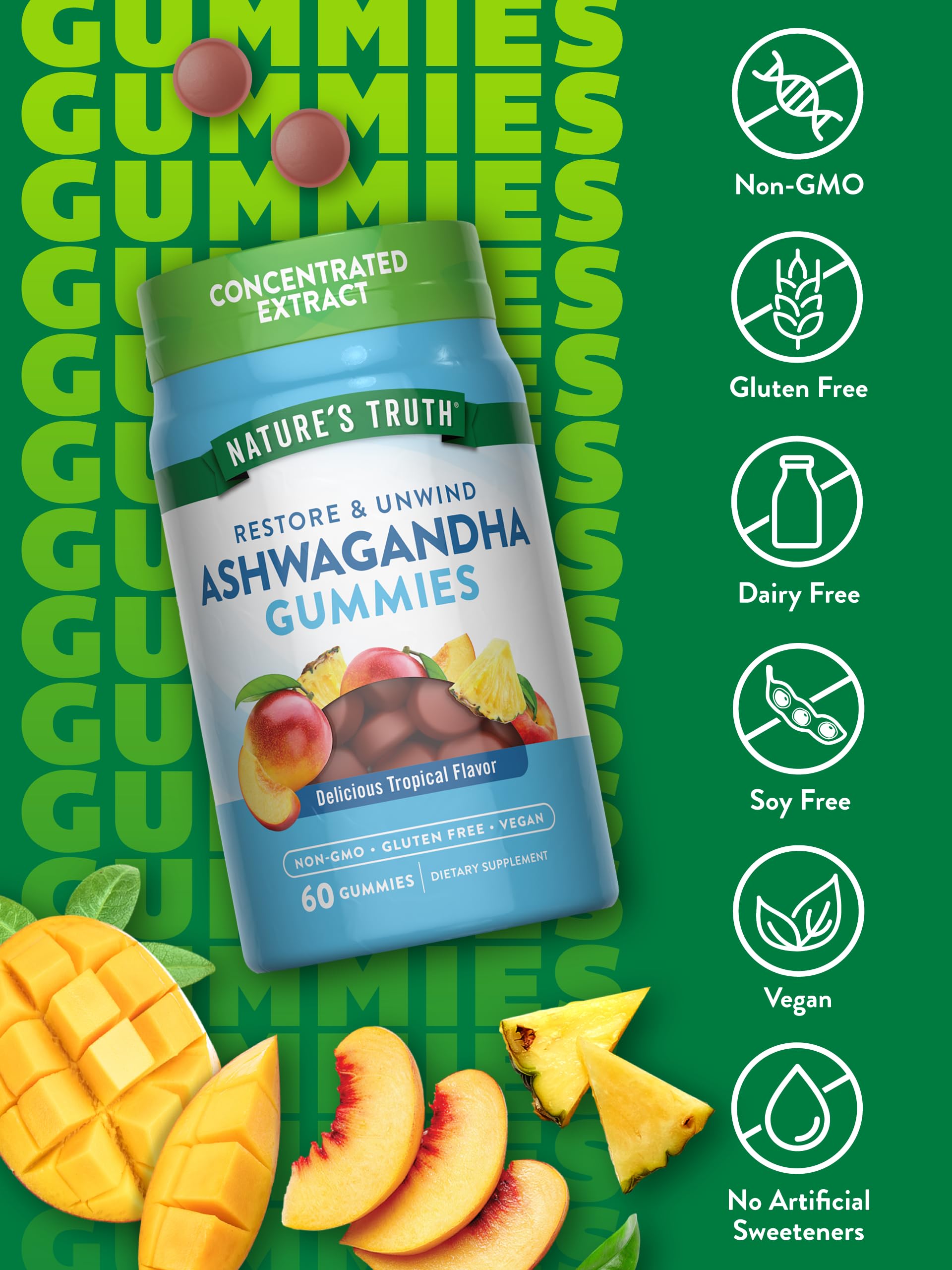 Nature's Truth Ashwagandha Gummies vegan logo on the label