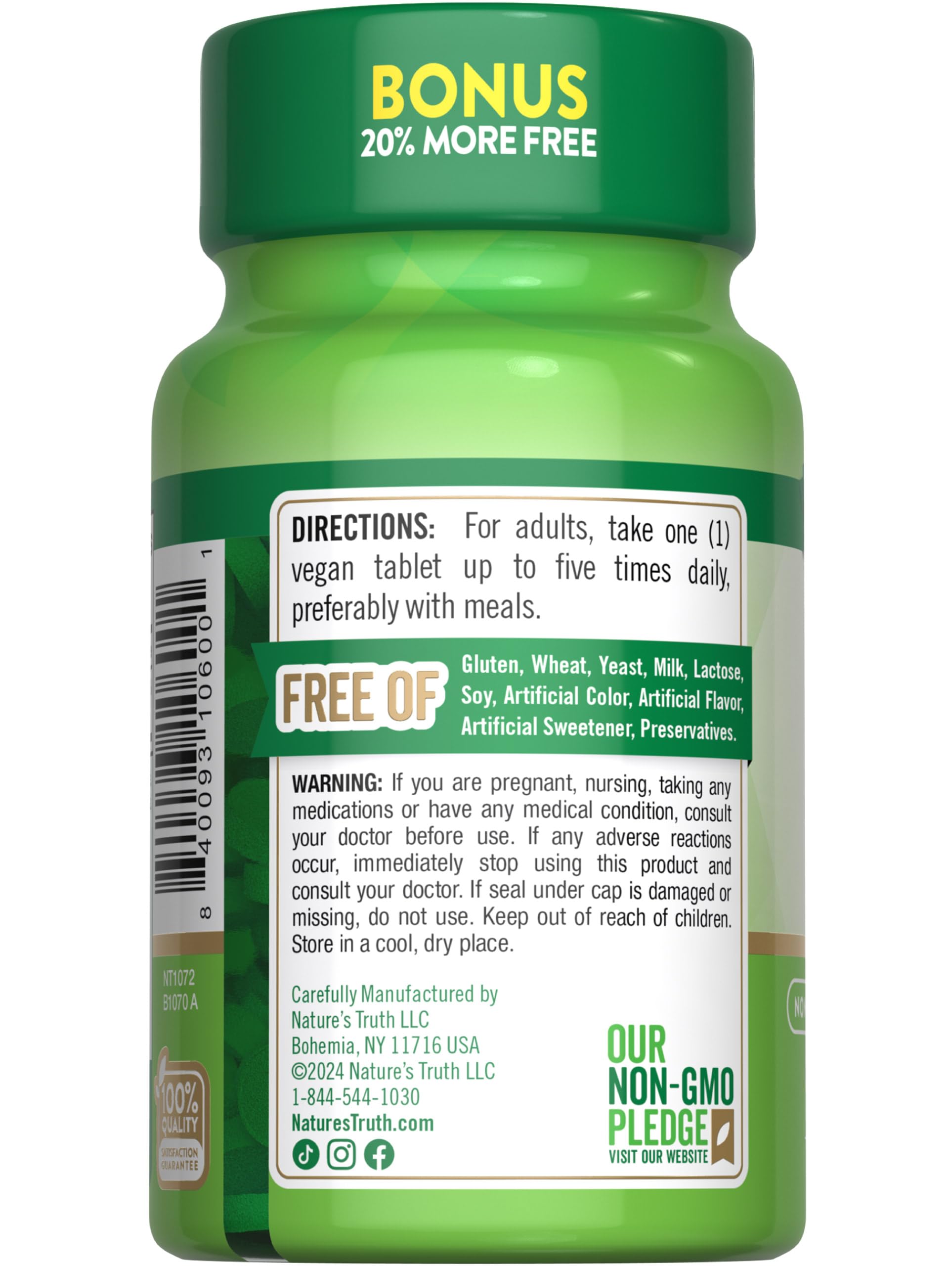 Storage cap on Nature's Truth B12 bottle for secure daily use.
