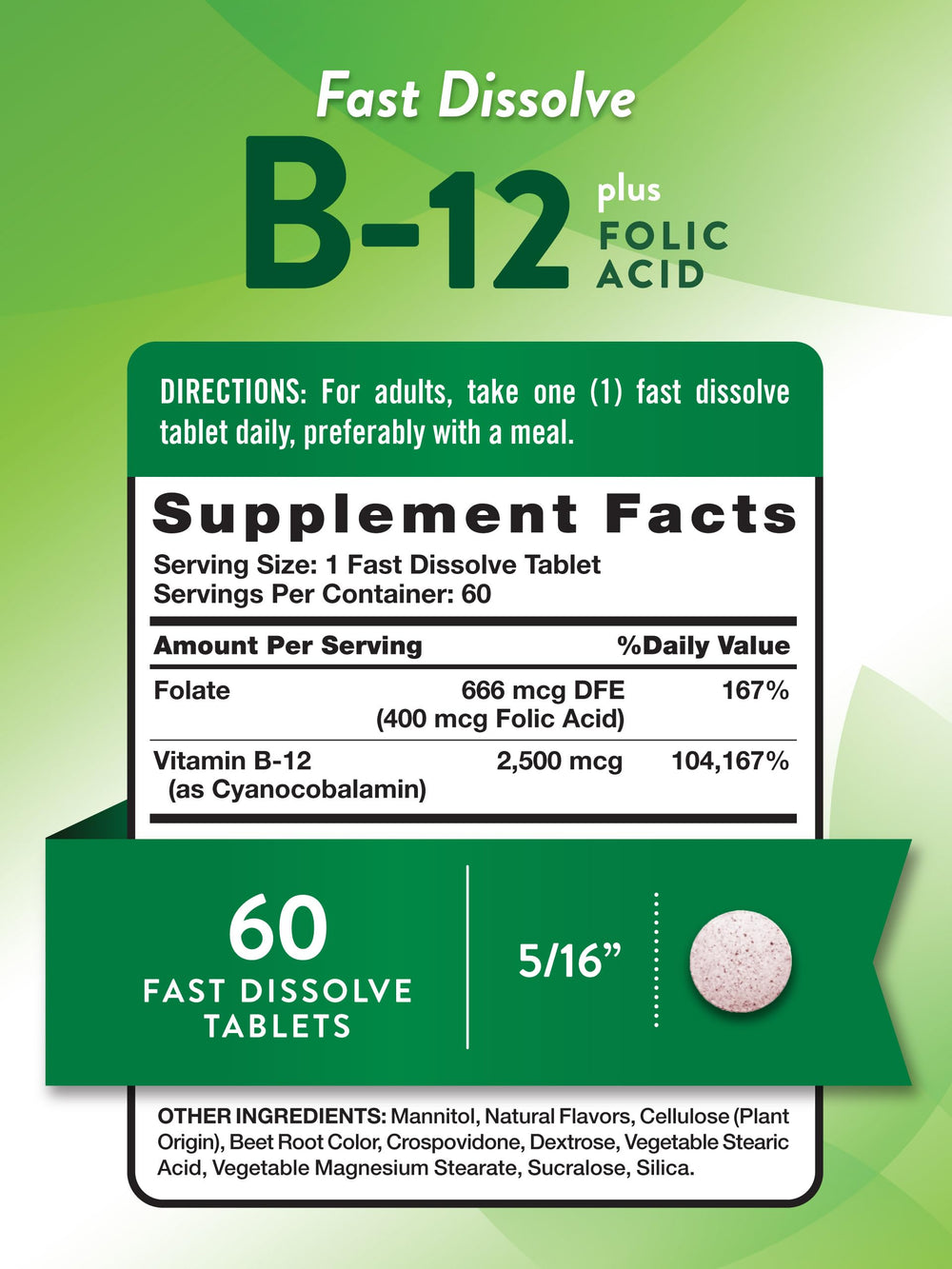 Nature's Truth B12 tablets close-up emphasizes fast-dissolve format for quick intake