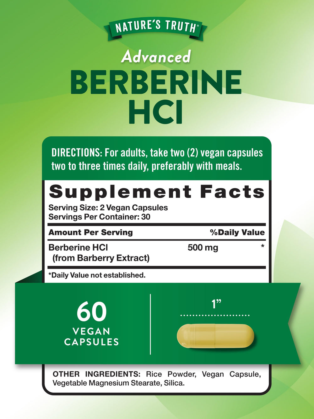 Nature's Truth barberry extract label highlights a plant-based berberine source.