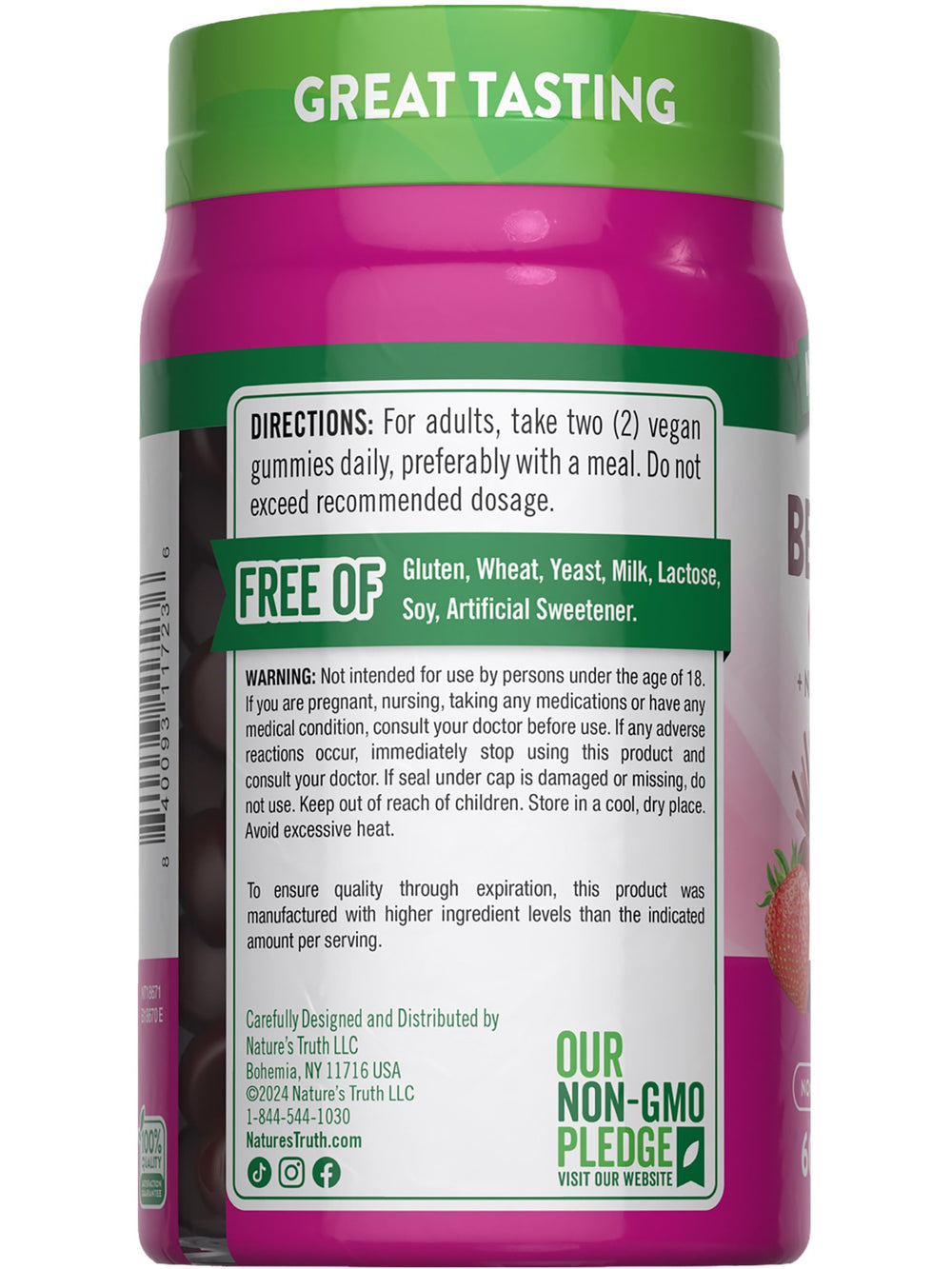 Nature's Truth Beet Root Gummies 60-count bottle ready for daily vegan supplementation.