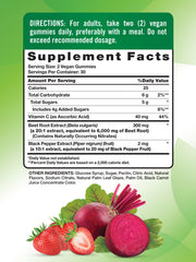 Beet Root Gummies closeup highlights chewy texture and strawberry flavor from Nature's Truth.