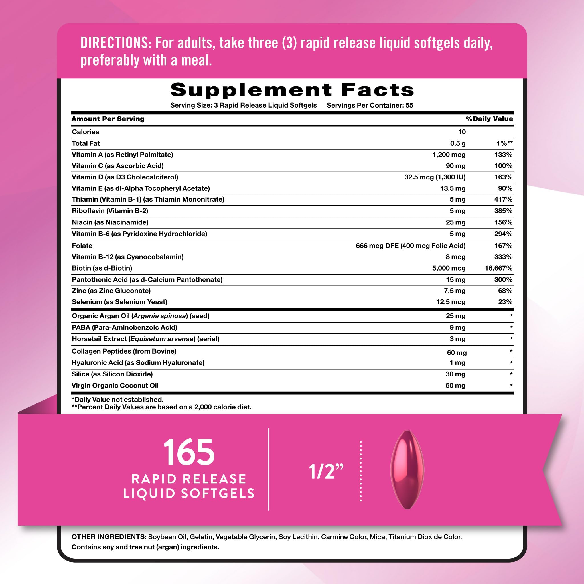 Nature's Truth 5,000 mcg biotin rapid-release softgels offer daily beauty support.