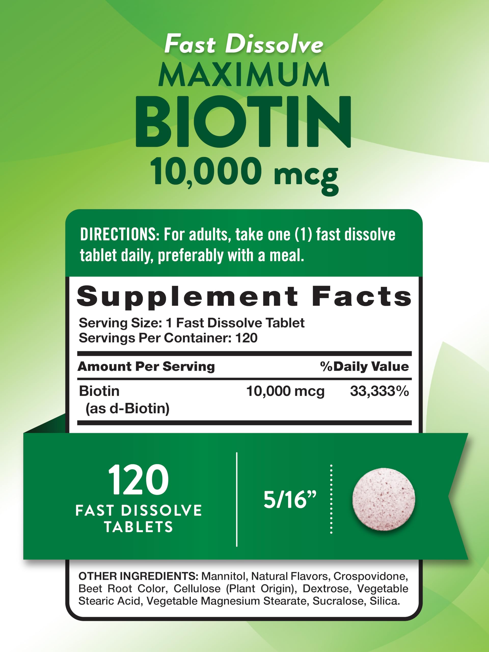Nature's Truth Biotin bottle front shows vegan and gluten-free formula