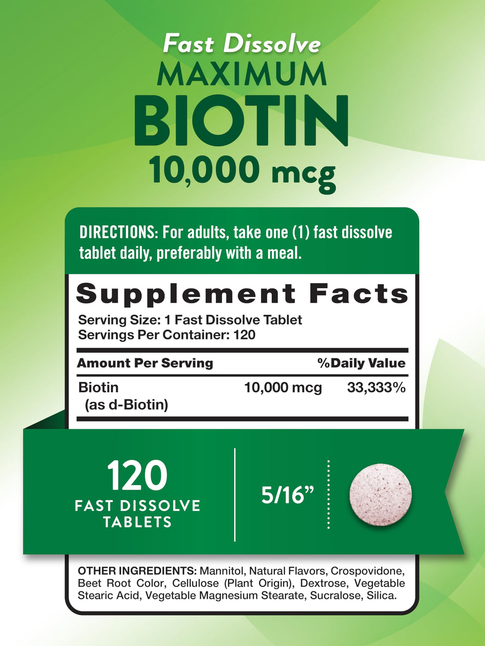 Nature's Truth Biotin bottle front shows vegan and gluten-free formula