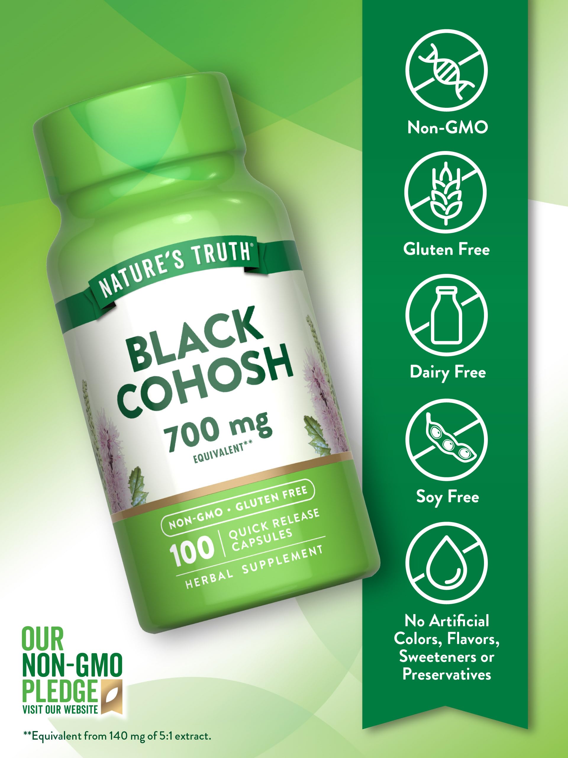 Nature's Truth Black Cohosh root extract label detail indicating quality