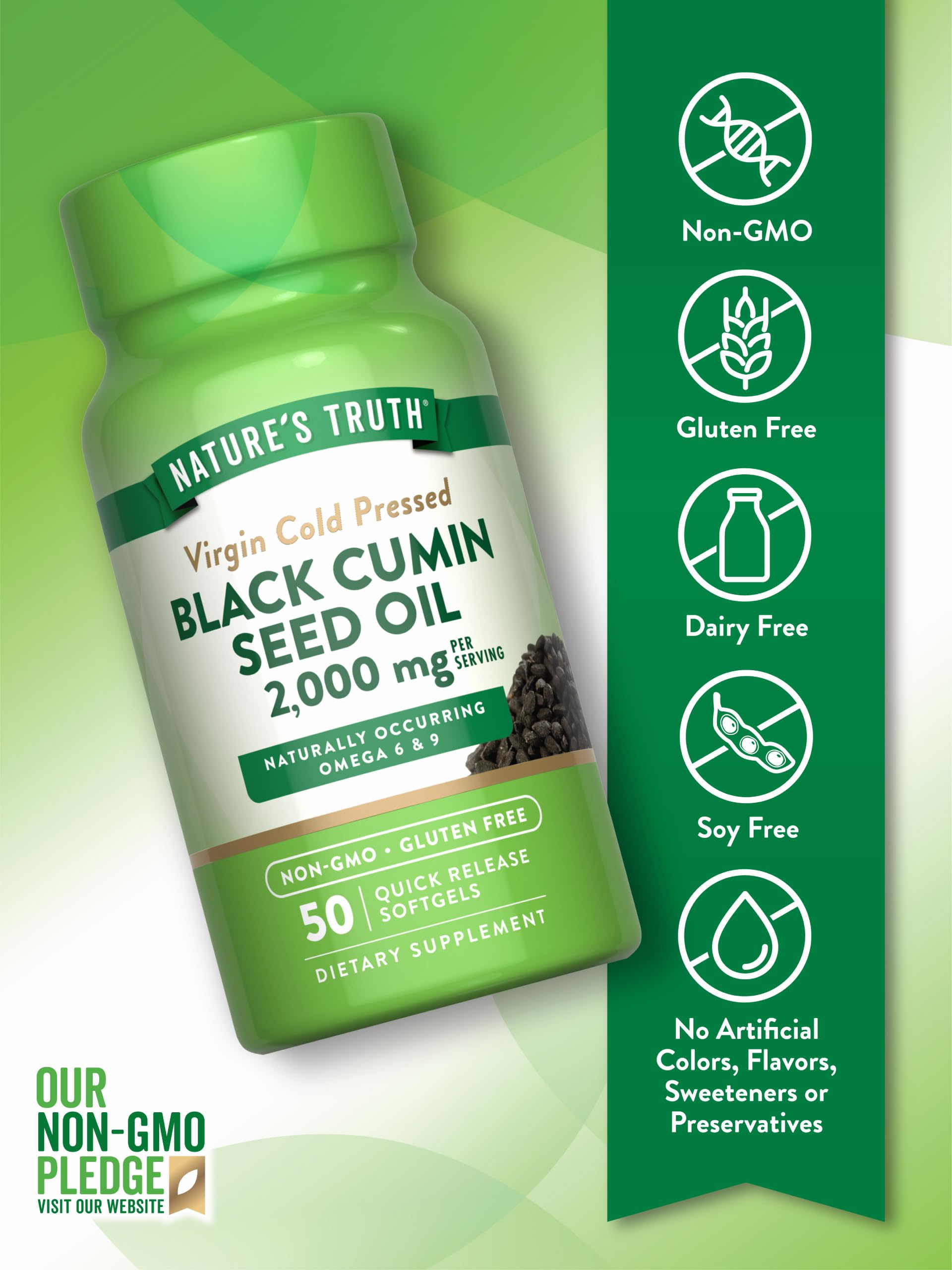 Nature's Truth softgels closeup highlights easy-to-swallow capsule for daily use