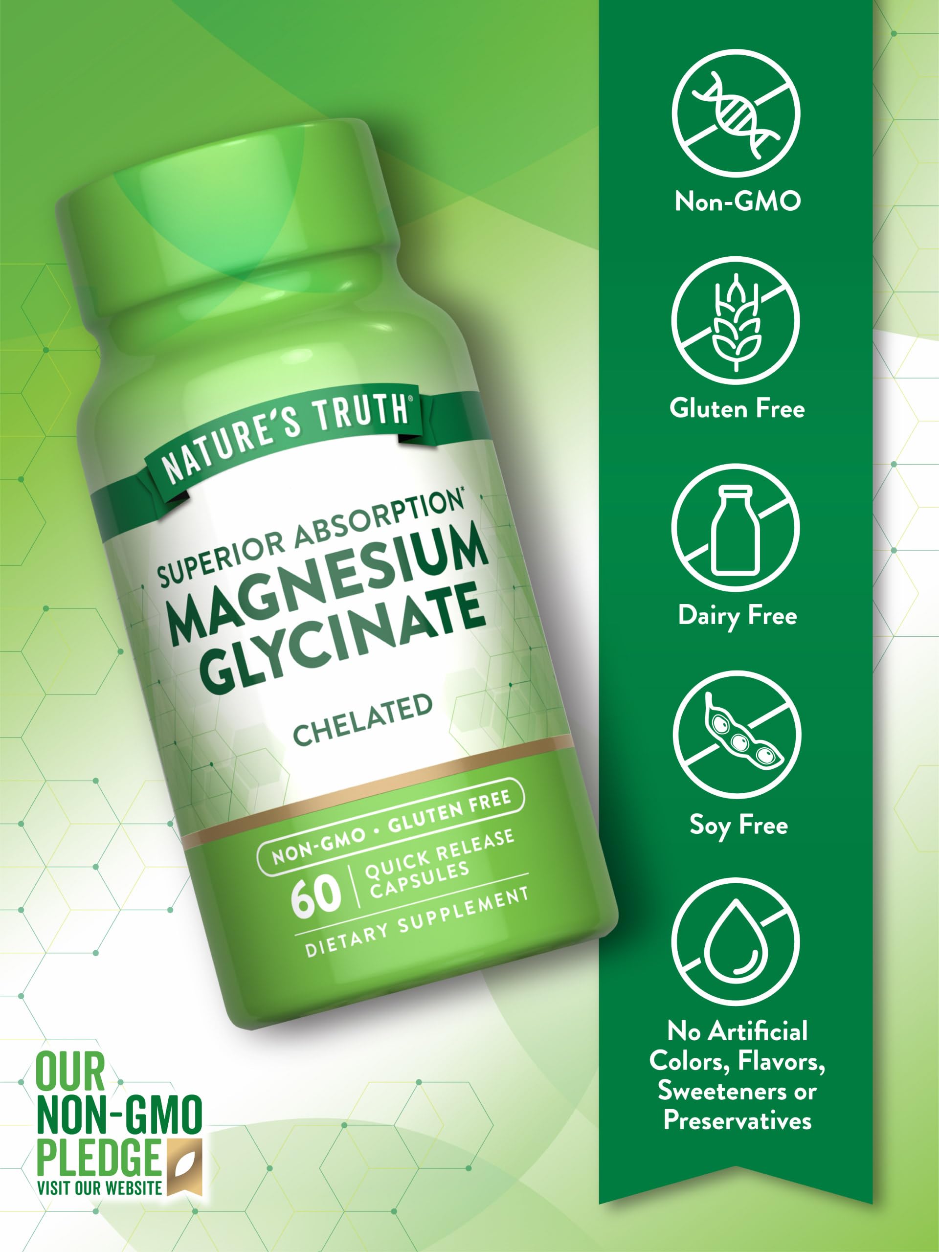 Bottle with gluten-free and non-GMO seals on Nature's Truth packaging