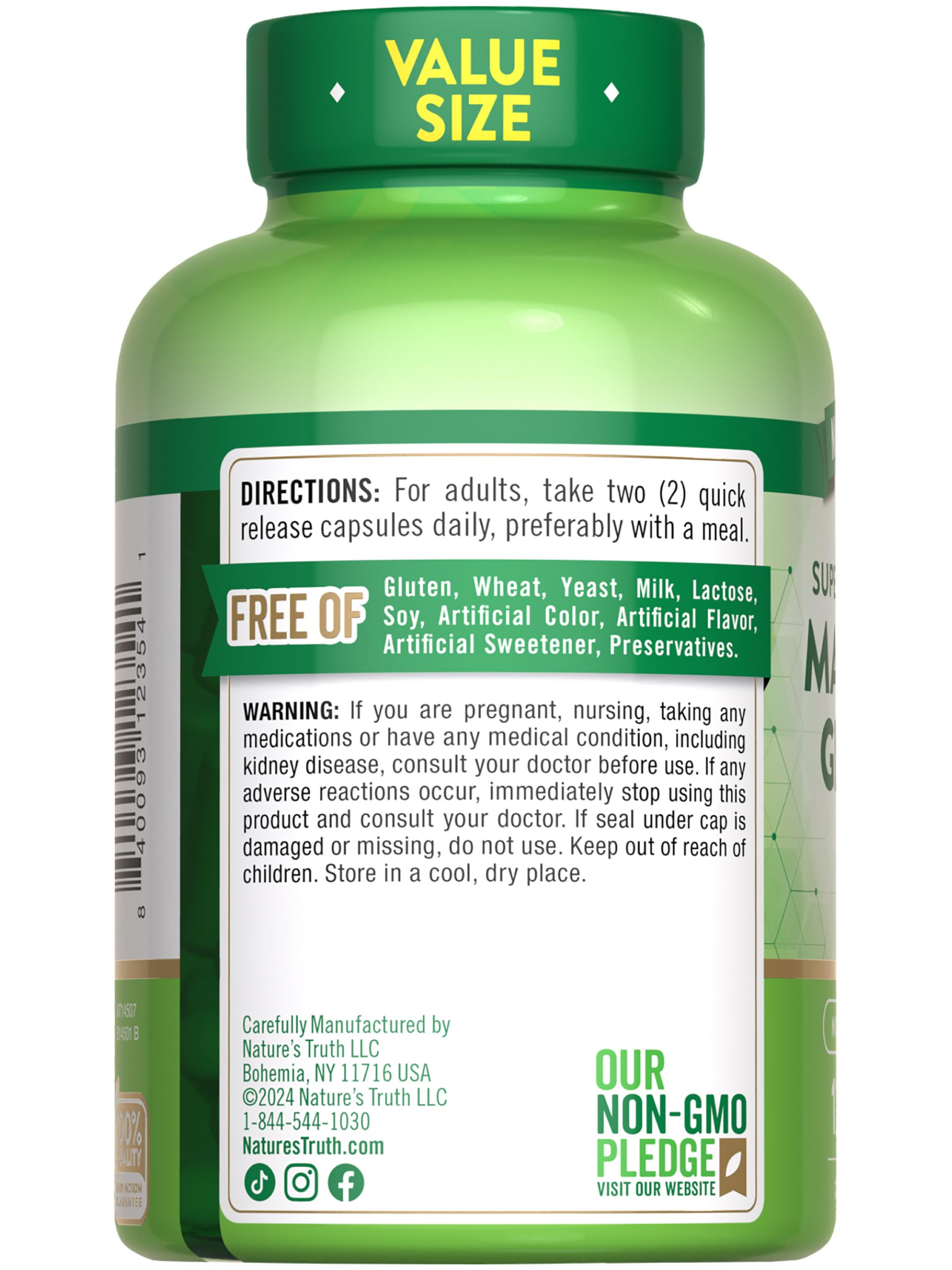 Nature's Truth bottle on white background for product clarity