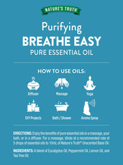 Nature's Truth Breathe Easy diffuser-mist presenting a minty, herbal aroma for clean air.