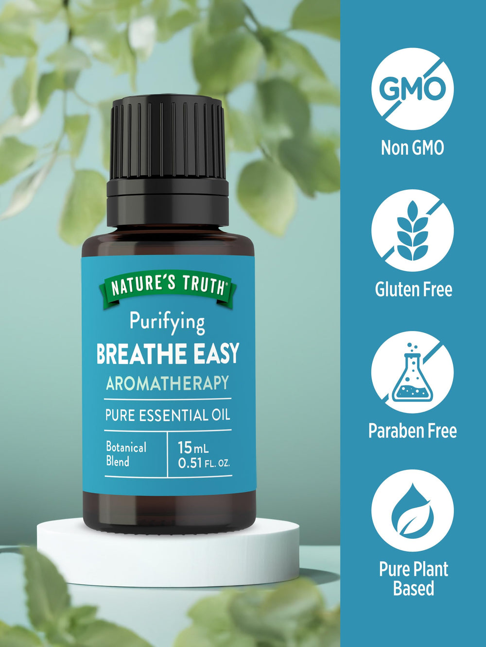 Nature's Truth Breathe Easy lemon-peppermint highlights citrus and cooling herbal notes.