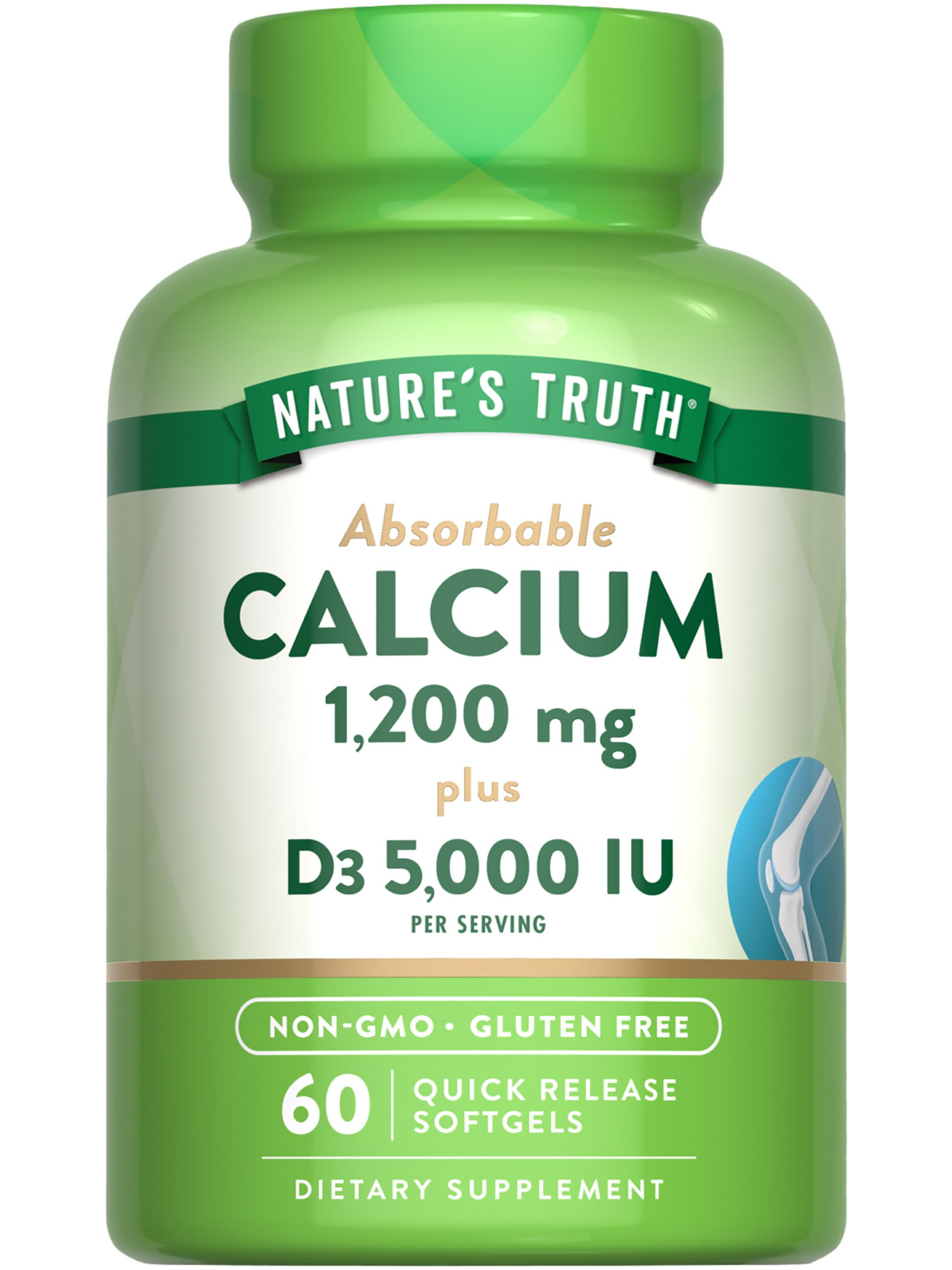 Nature's Truth Calcium 1200mg + D3 softgels bottle front for easy daily supplementation