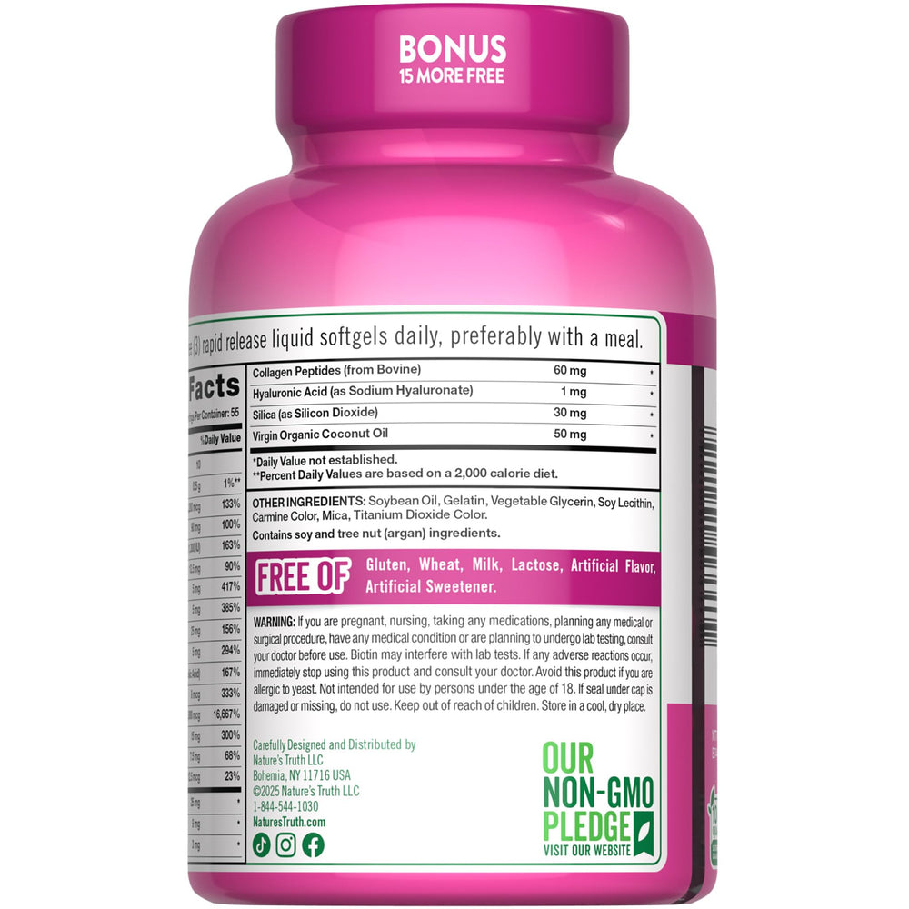 Nature's Truth capsule close-up evokes daily self-care routines and easy supplementation.