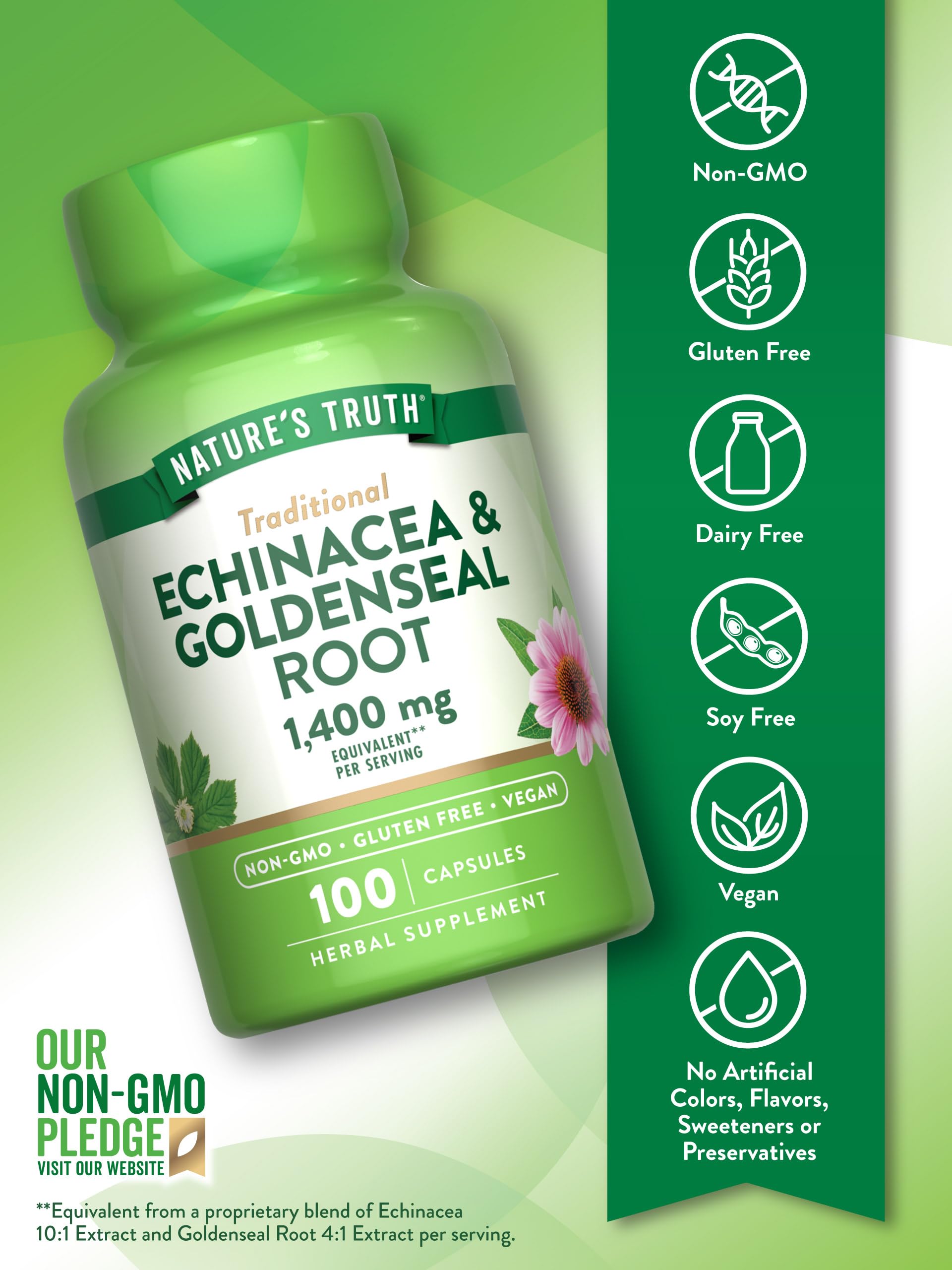 Nature's Truth capsules pouring from bottle for easy daily use.