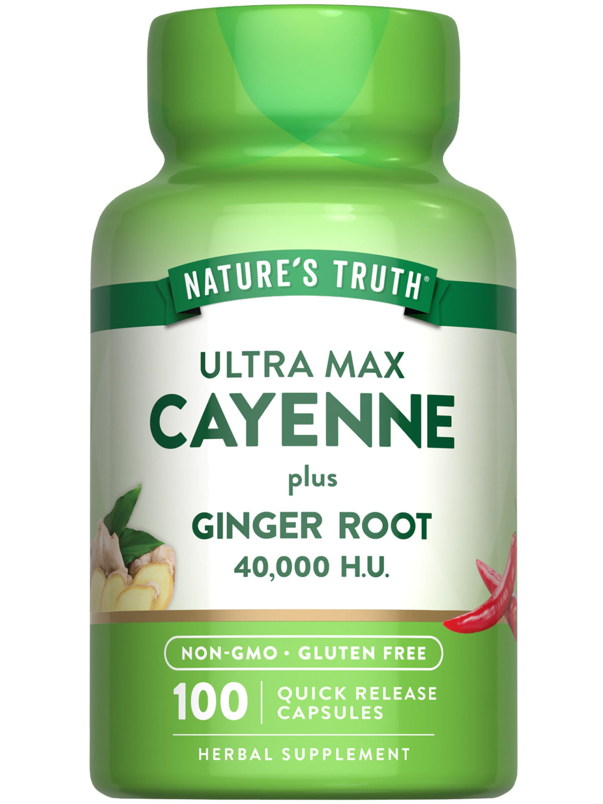 Nature's Truth cayenne capsules bottle offers convenient daily support.