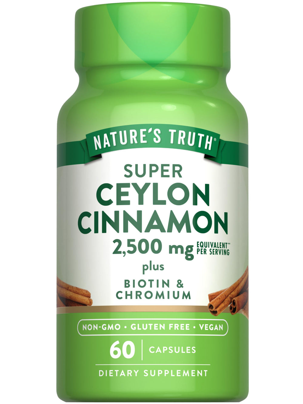 Nature's Truth Ceylon Cinnamon Capsules bottle for daily wellness.