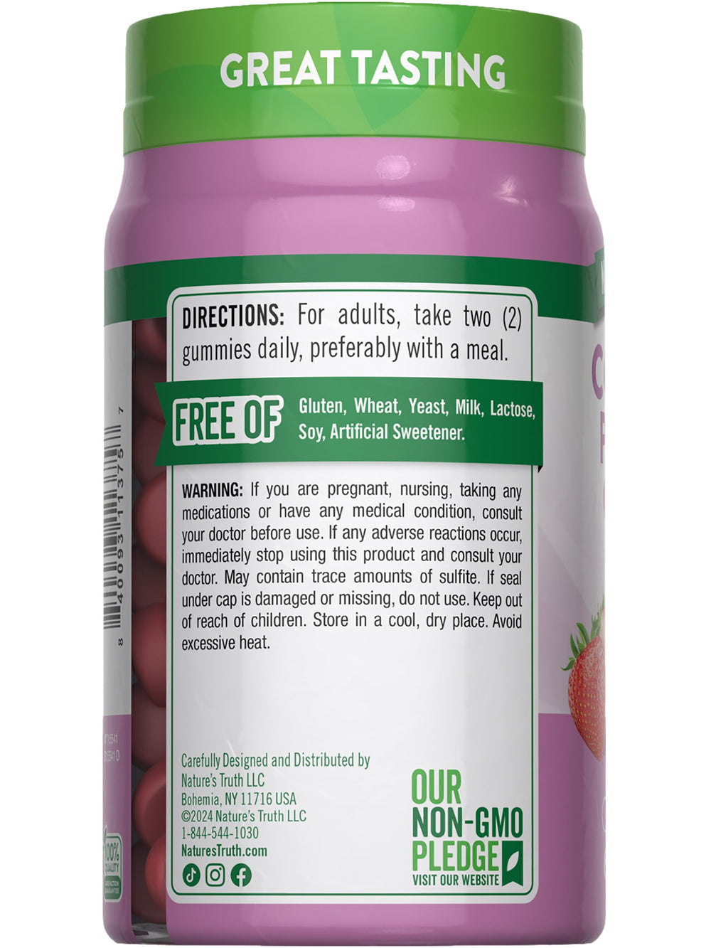 Nature's Truth Collagen Peptide Gummies natural ingredients emphasize clean, gluten-free profile