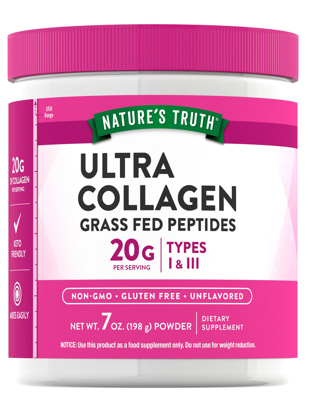 Nature's Truth Collagen Powder 7oz tub ready to mix into beverages.