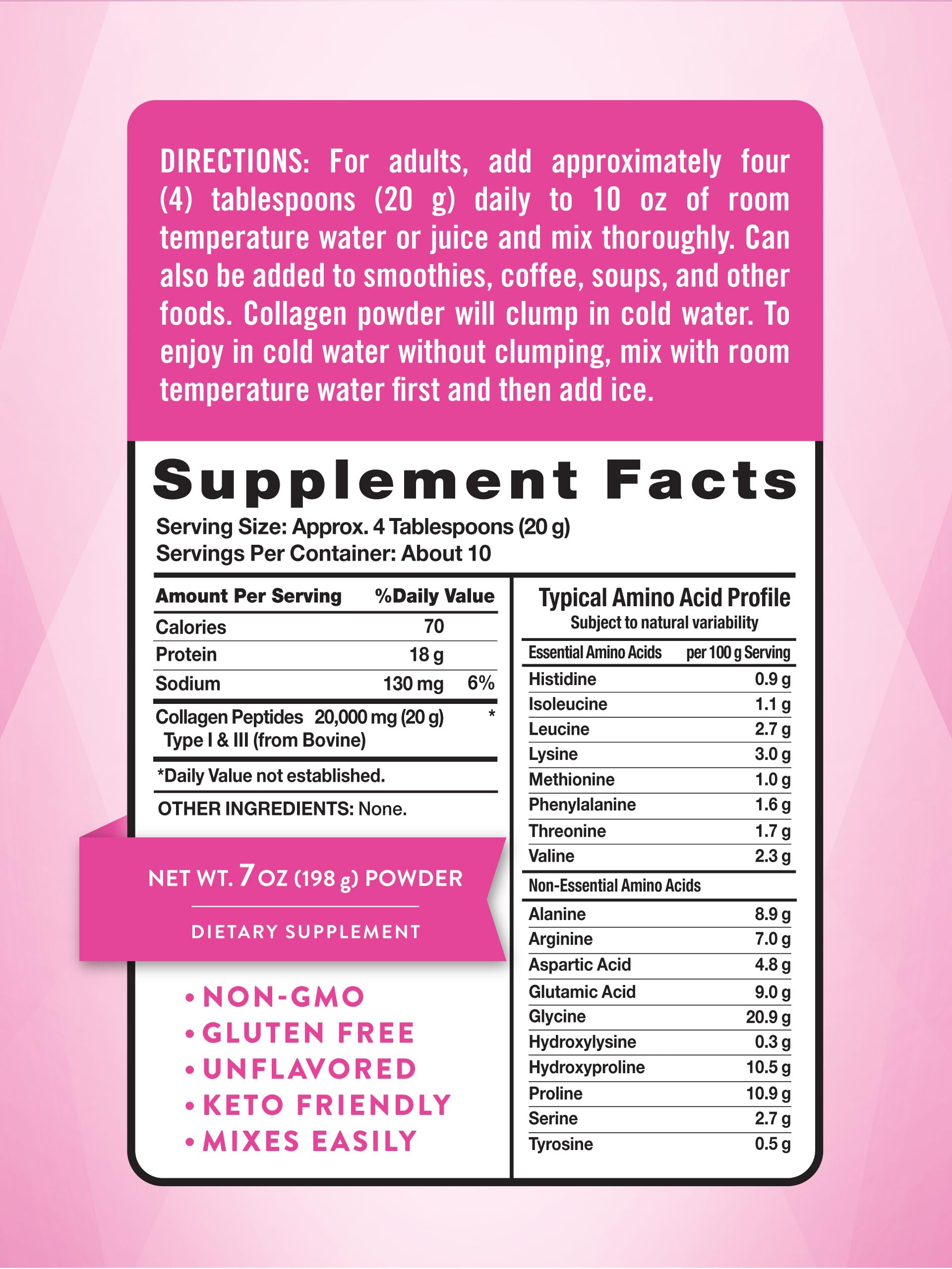 Nature's Truth Collagen Powder label closeup shows clean ingredients.