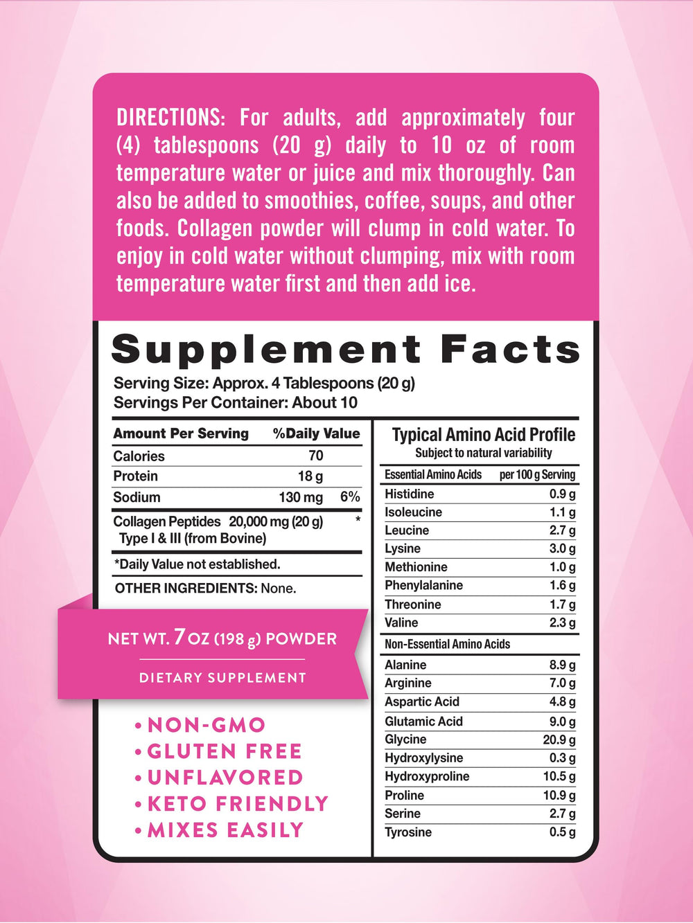 Nature's Truth Collagen Powder label closeup shows clean ingredients.