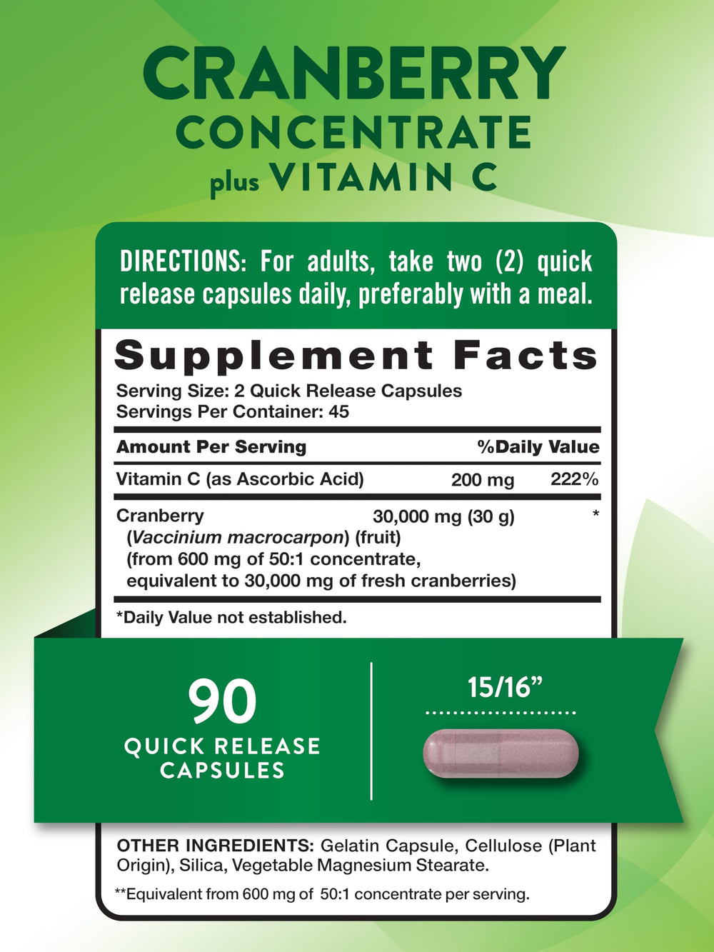 Nature's Truth Cranberry Concentrate capsules close-up for convenient daily intake.