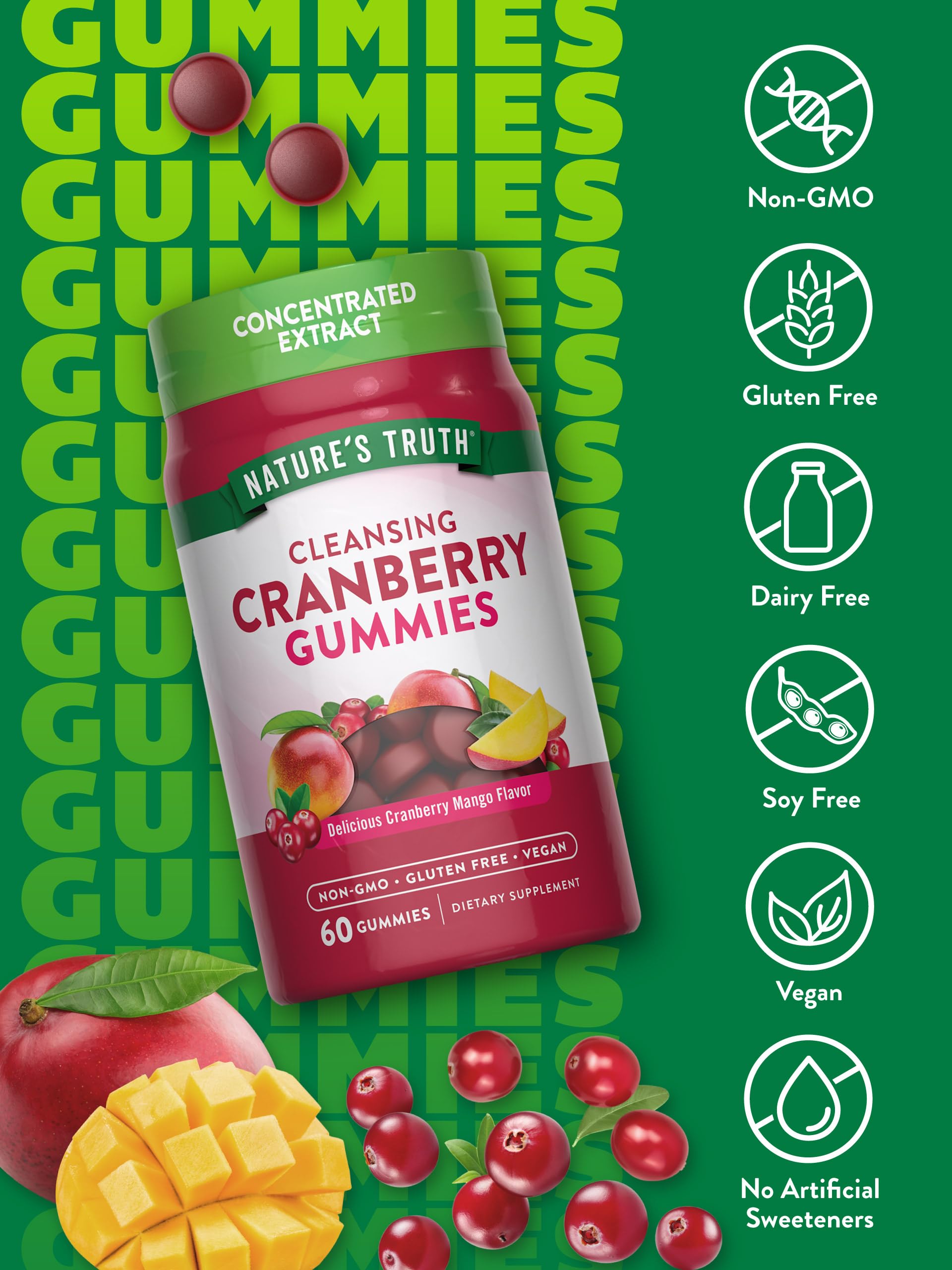 Label close-up highlights 10 mg cranberry extract per serving.