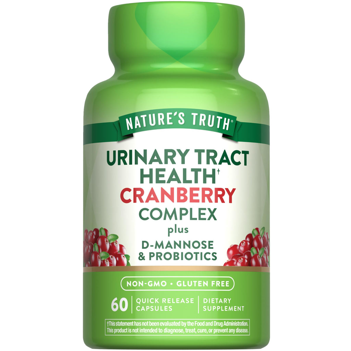 Nature's Truth Cranberry Pills: cápsulas de 60 para apoyo diario del bienestar urinario