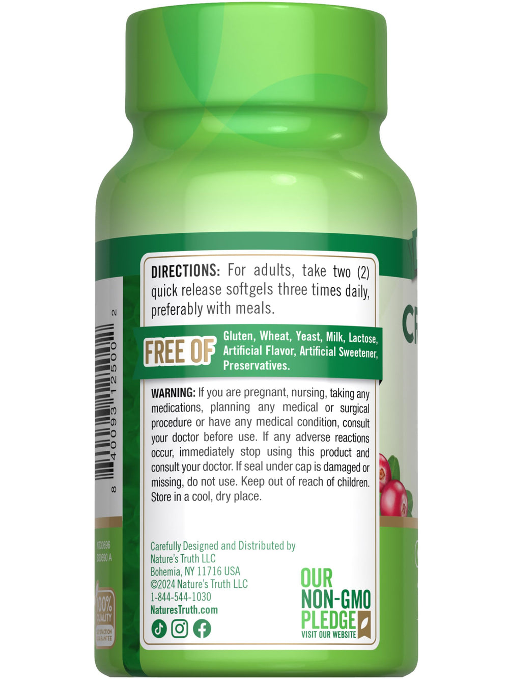 Nature's Truth Cranberry Pills on a morning routine with water