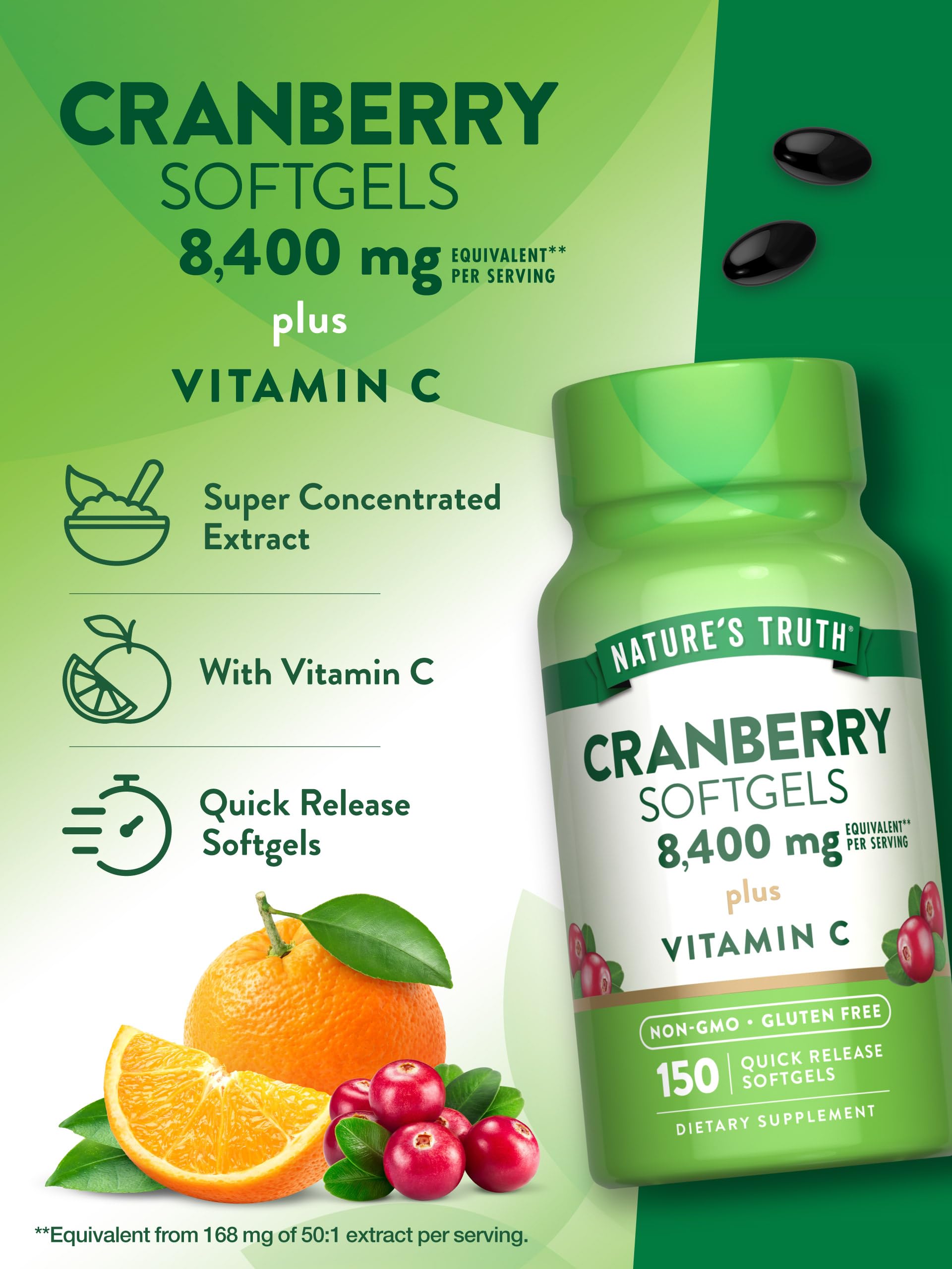Nature's Truth Cranberry Pills gluten-free symbol on packaging