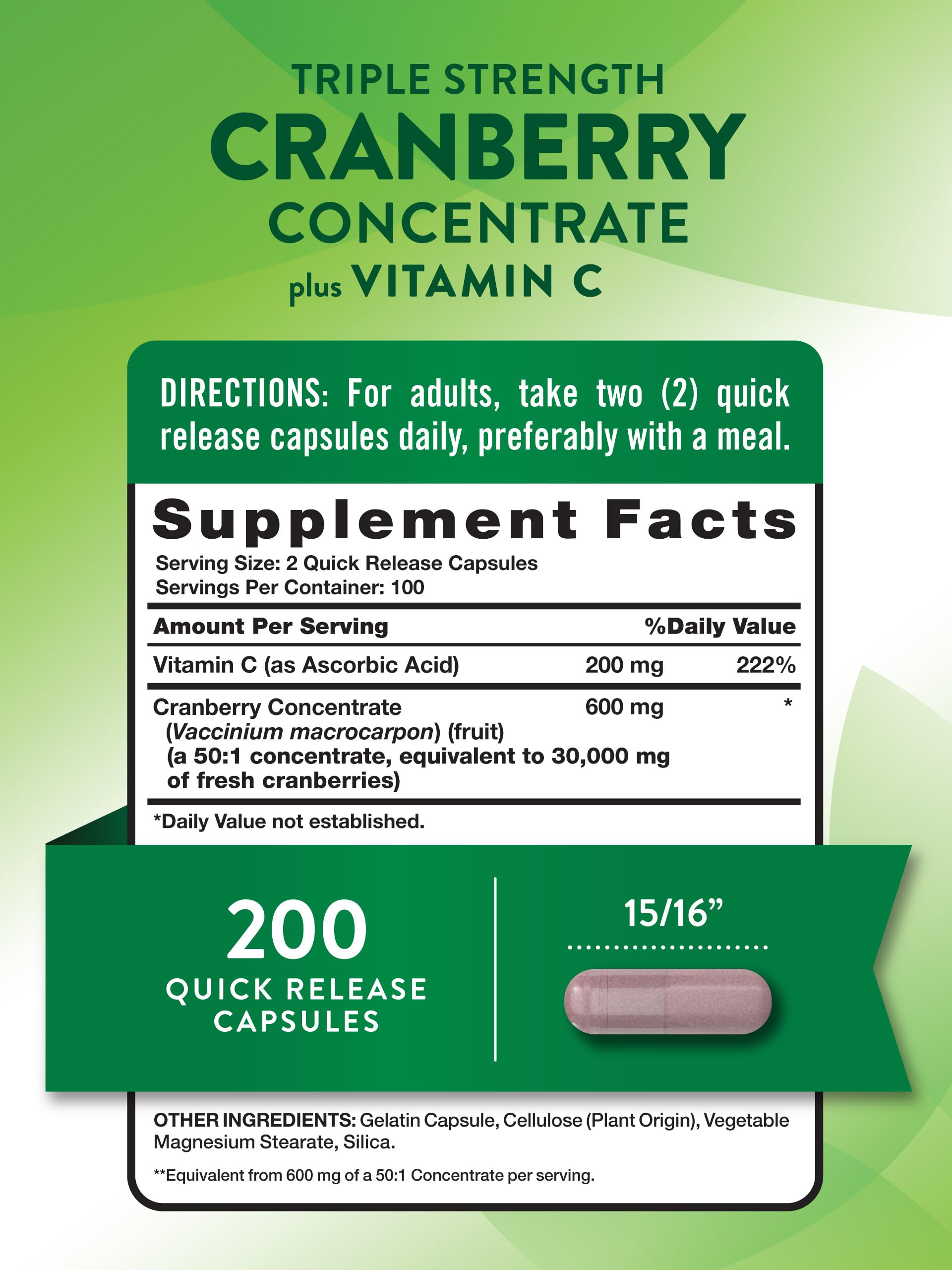 Nature's Truth Cranberry pills Quick-release Capsules ready for daily use
