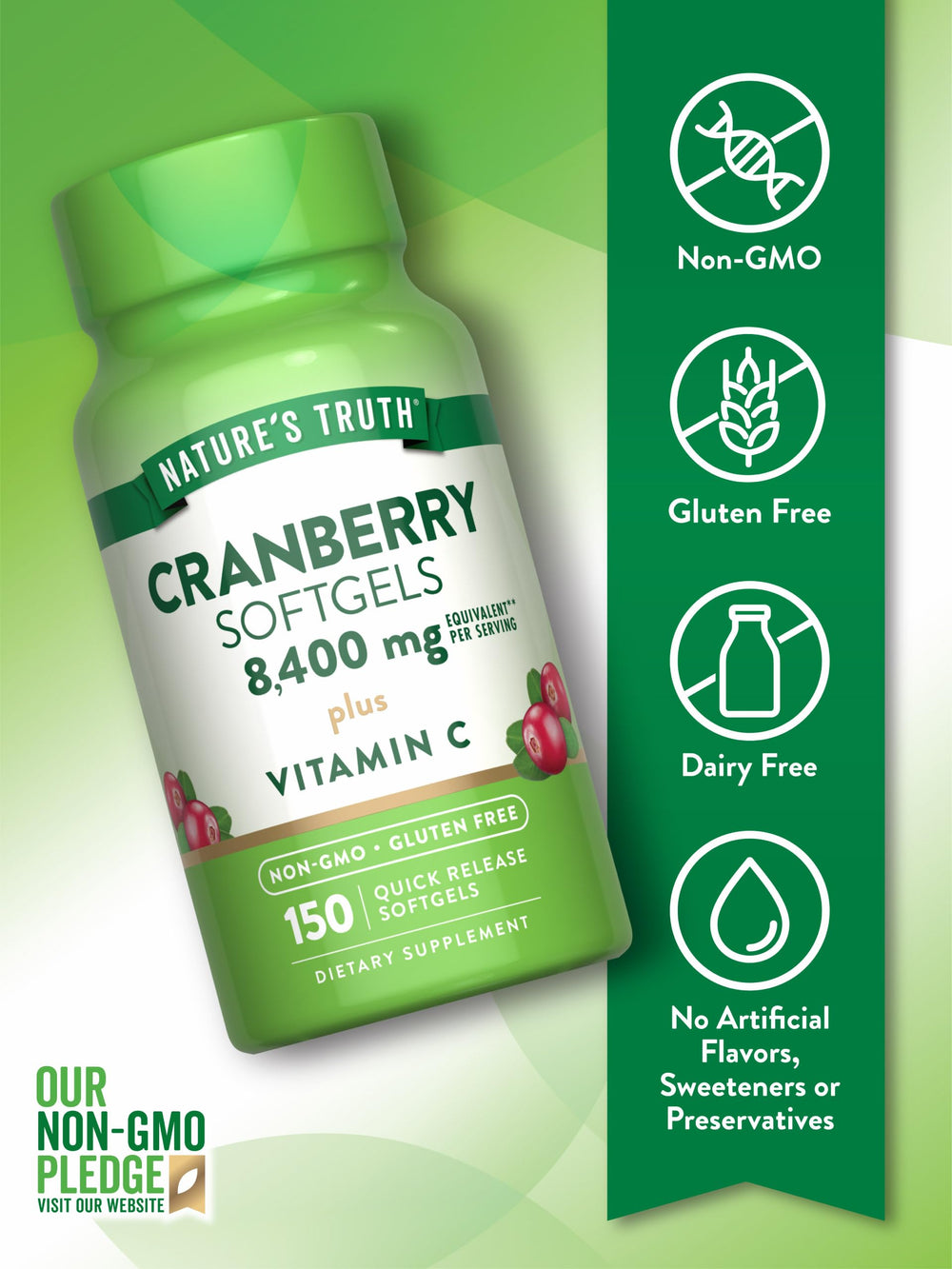 Nature's Truth Cranberry Pills softgels close-up highlighting capsules