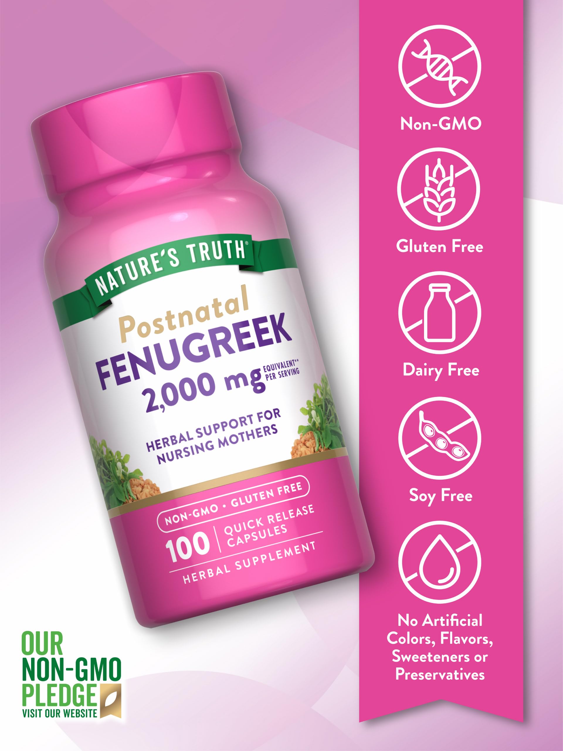 Nature's Truth fenugreek capsules for convenient daily dosing