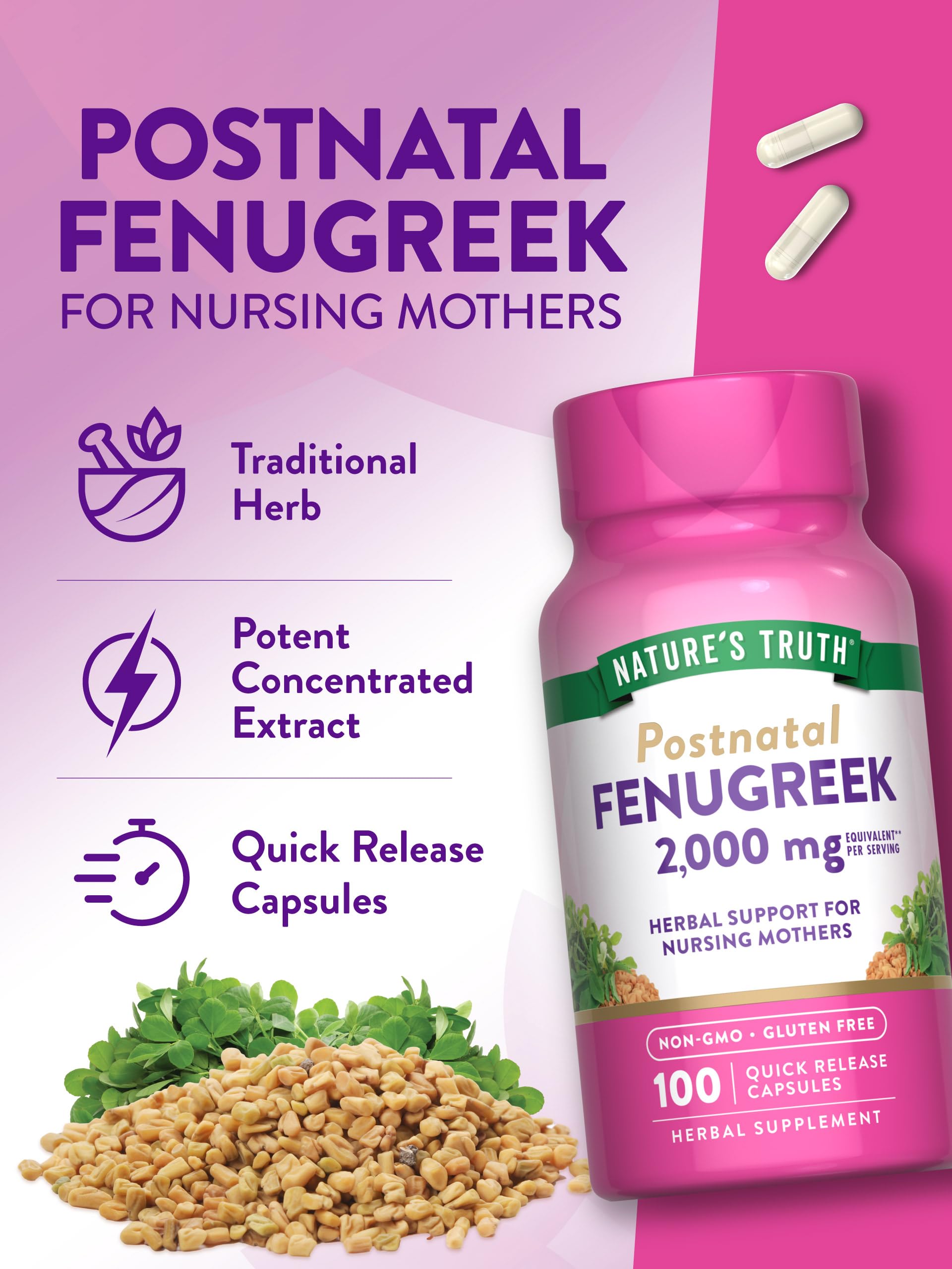 Fenugreek capsules on kitchen counter ready for use