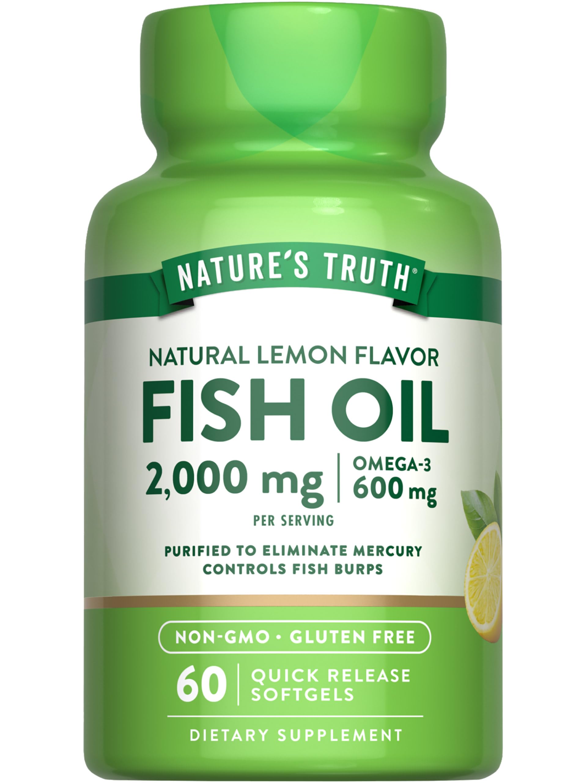 Nature’s Truth fish oil omega-3 bottle with purified formula for daily wellness