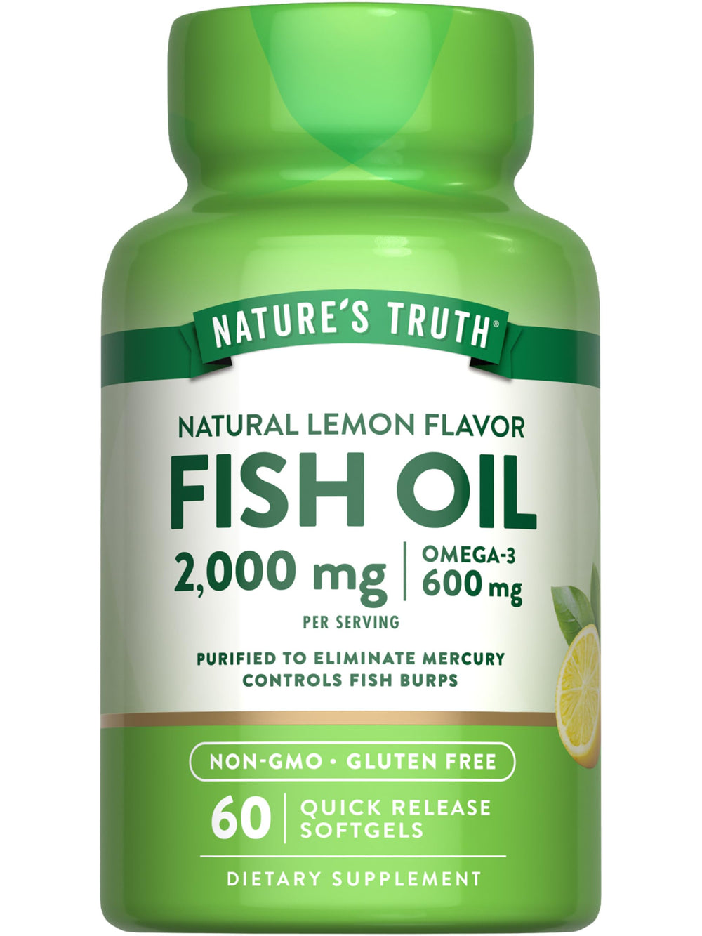 Nature’s Truth fish oil omega-3 bottle with purified formula for daily wellness