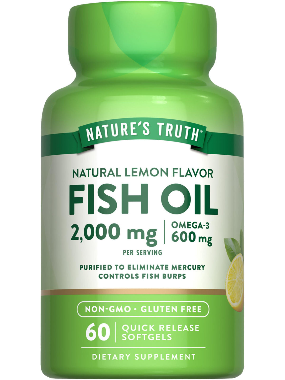 Nature’s Truth fish oil omega-3 bottle with purified formula for daily wellness