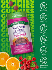 Nature's Truth fruit-flavored vegan gummies in bright packaging