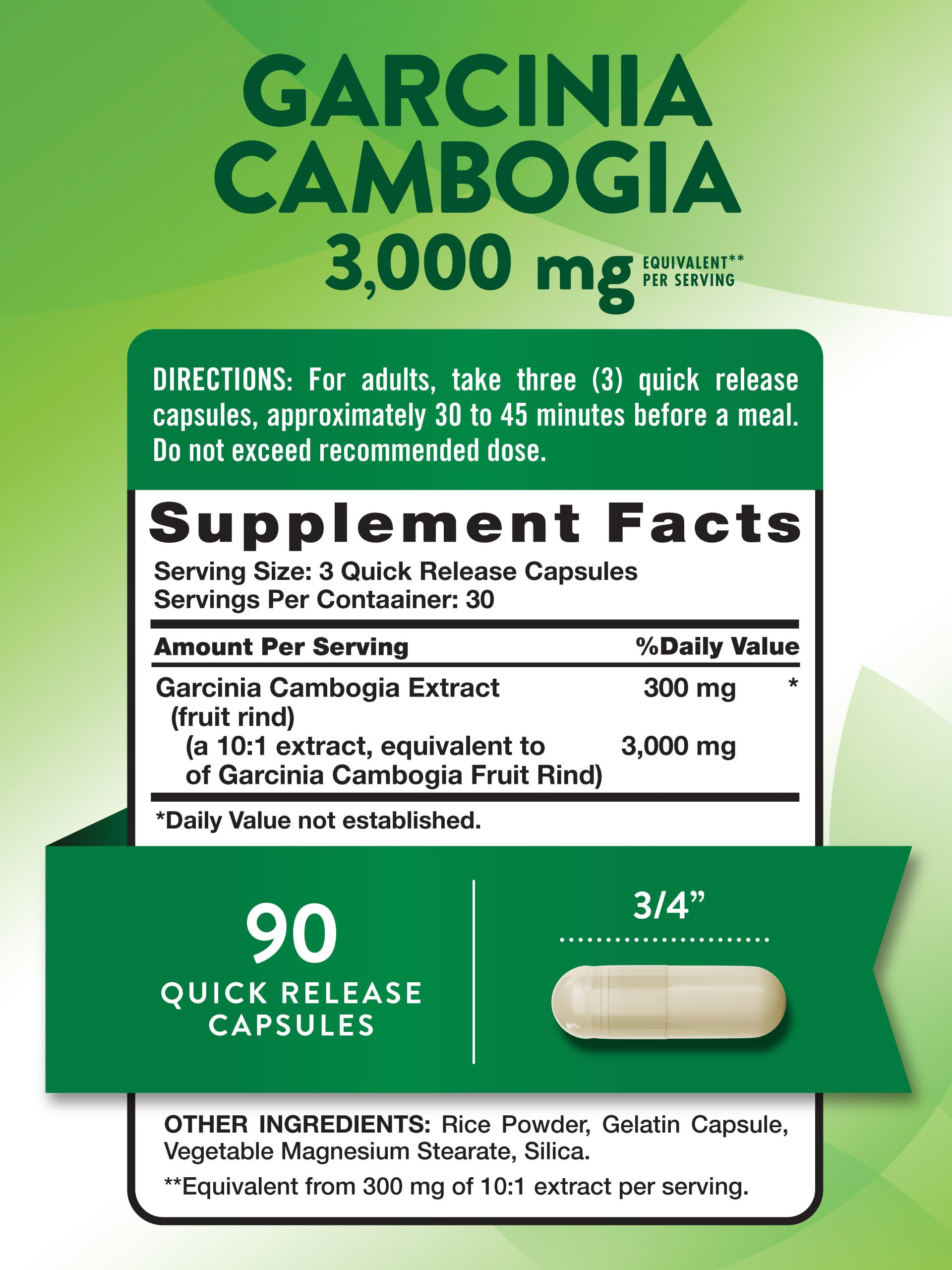 Nature's Truth Garcinia Cambogia 3000mg capsules; easy-to-swallow daily supplement.