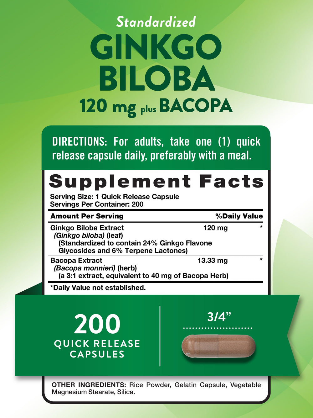 Nature's Truth Ginkgo Biloba capsules close-up highlighting capsules.