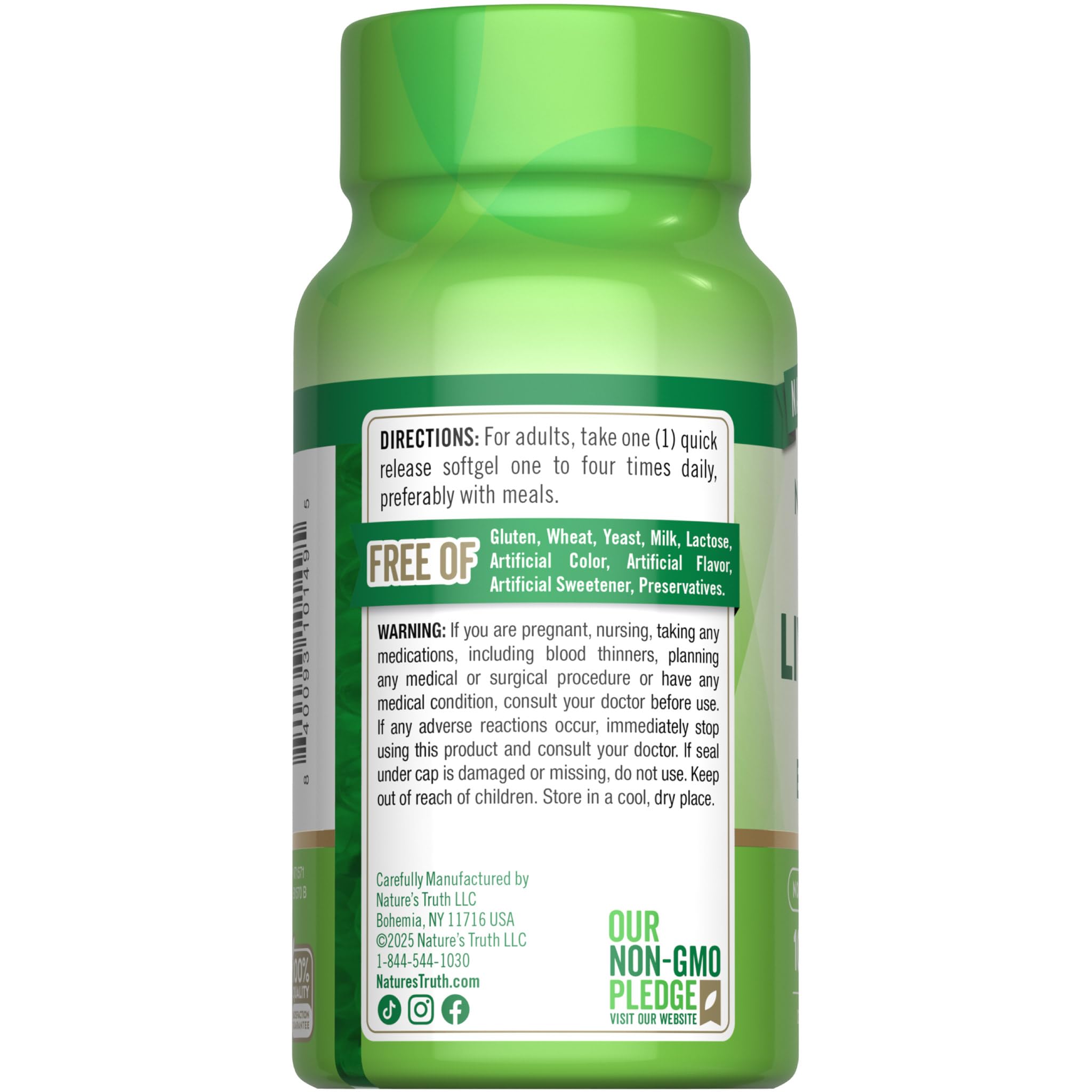 Nature's Truth gluten-free and dairy-free packaging supports clean wellness.