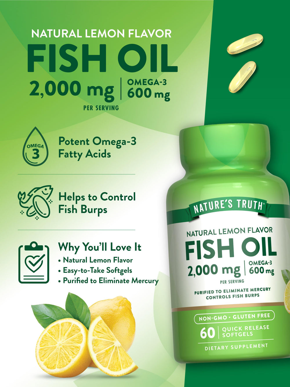 Gluten-free and non-GMO icon on Nature’s Truth packaging