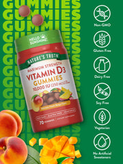 Gomitas suaves sabor durazno-mango Nature's Truth, textura agradable para consumo regular.