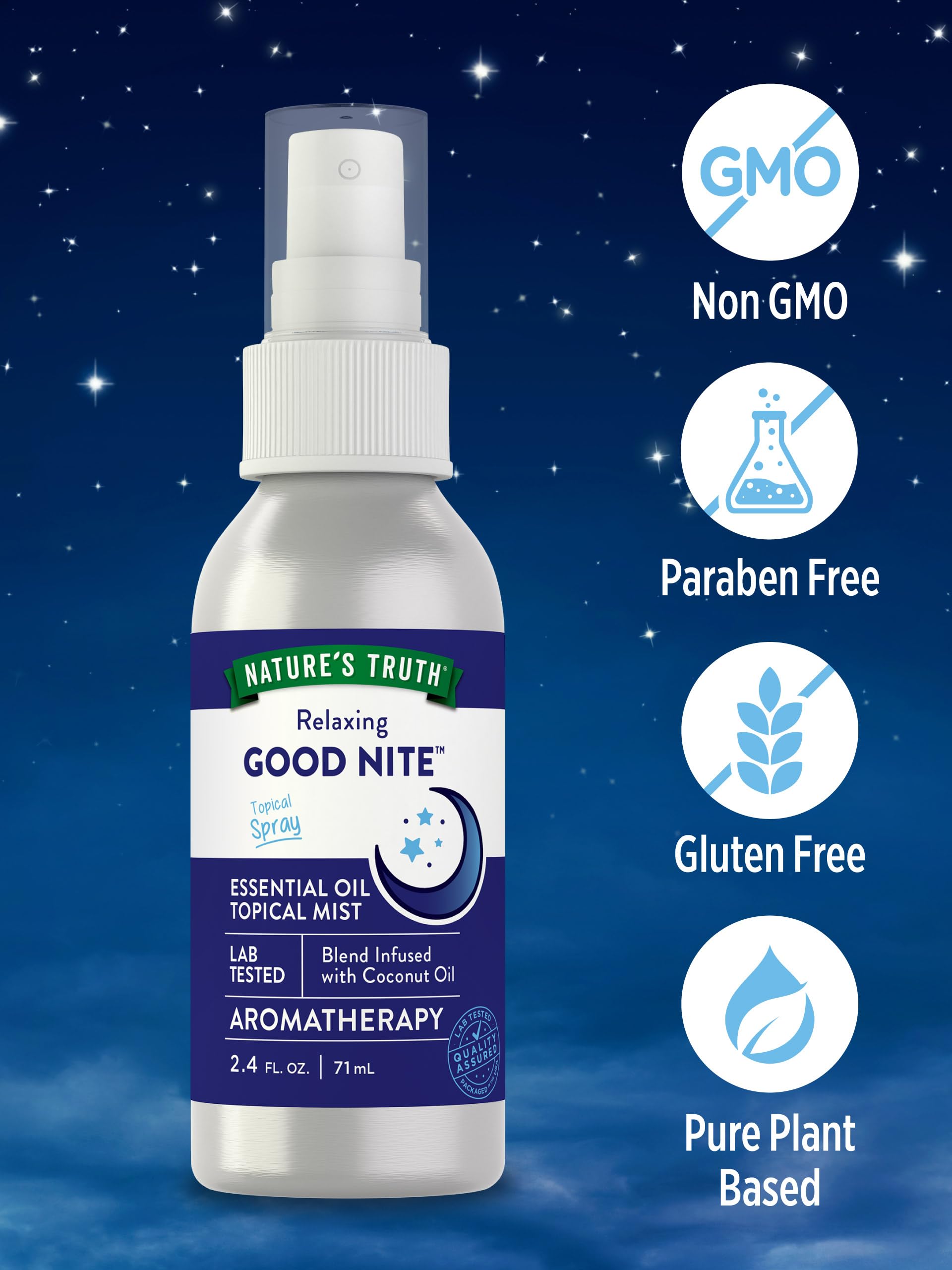 Good Nite skin-application scene highlights gentle topical spray