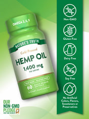 Nature's Truth hemp oil softgels with omega-3-6-9 illustrated for balanced nutrition