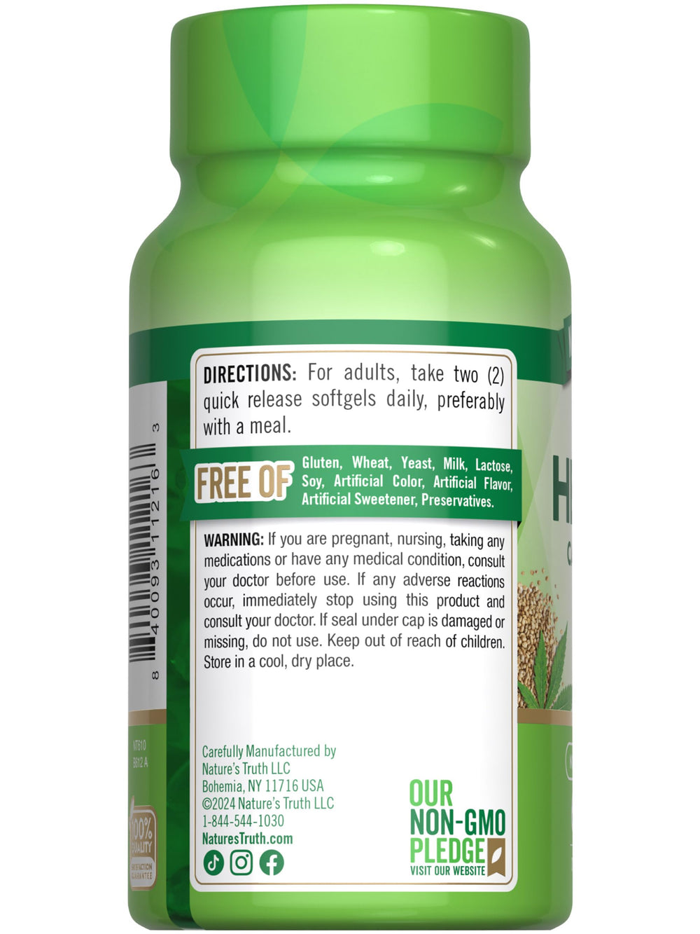Nature's Truth hemp oil softgels on shelf display conveying daily wellness option