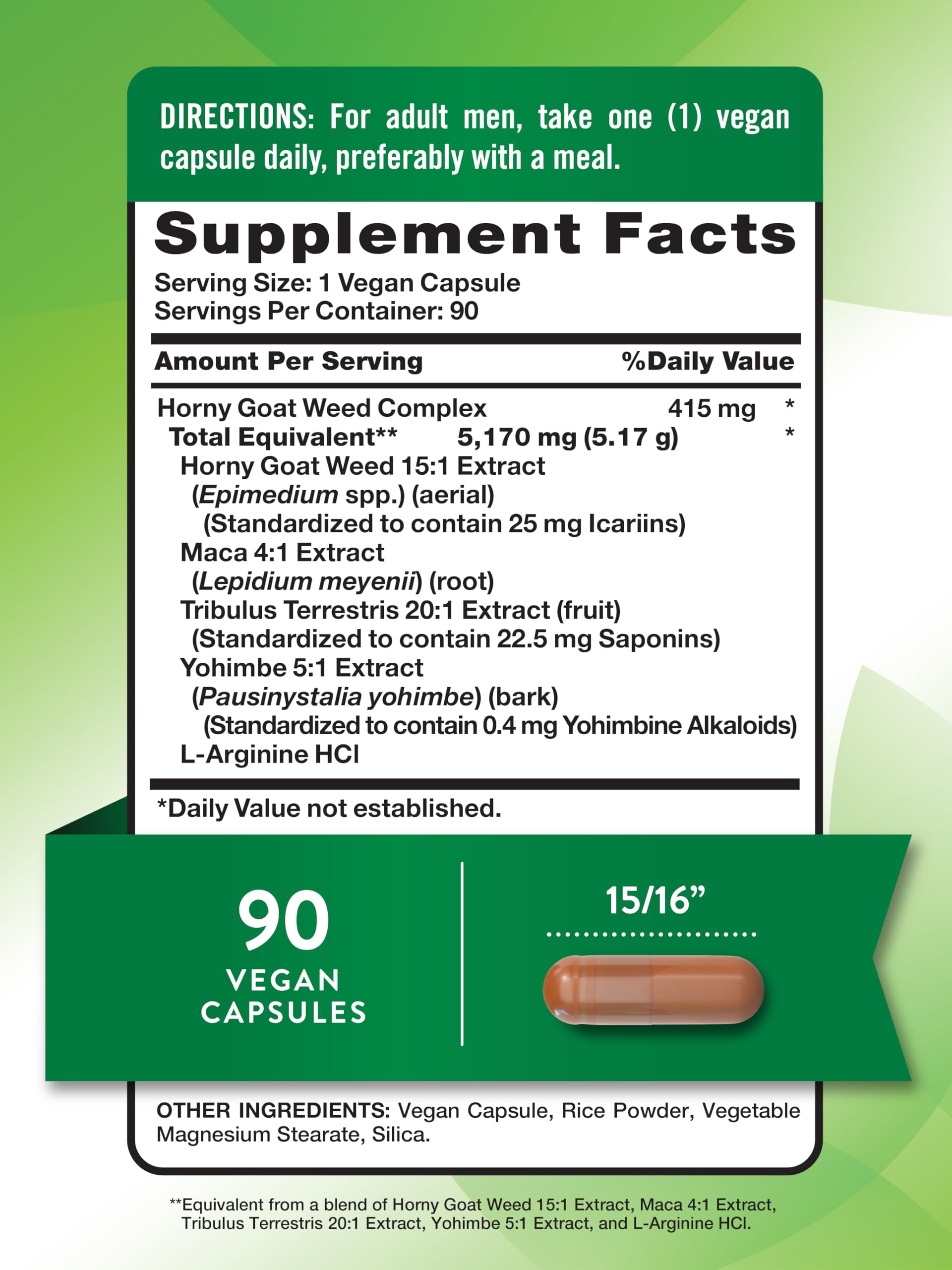 Closeup of Nature's Truth Horny Goat Weed vegan capsules for everyday use