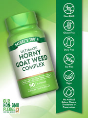 Label showing Horny Goat Weed complex ingredients for informed selection